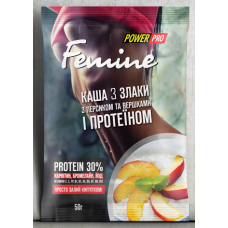 Каша Femine 3 злака с персиком и протеином 30%, 50г